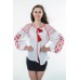 Boho Style Ukrainian Embroidered Folk  Blouse "Starry Sky" red on white